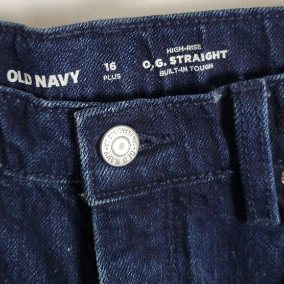 Old Navy NEW Jeans sz 16 Plus High Rise O.G. Straight Button Fly Dark Wash NWT - Picture 9 of 11